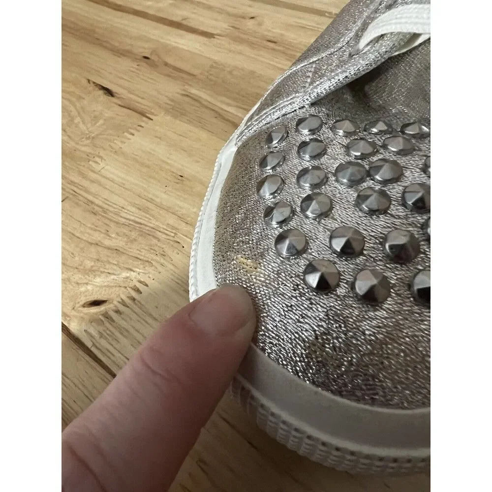 Superga Womens 9 US High Tops Silver Glitter Studded lace up